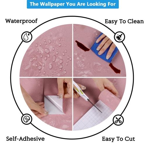 CRE8TIVE Floral Wallpaper Stickers, Pink, Self-Adhesive Wallpaper, 30x900cm, Embossed PVC, Cutting Sheet, for Applying Over Fusuma Doors, Self-Adhesiv