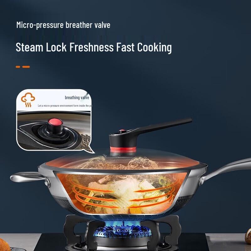 

Chuidahuang 32cm Non-stick Honeycomb Stainless Steel Wok