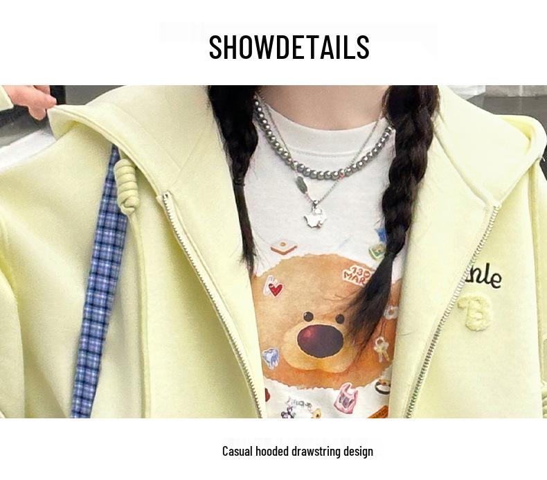 Girls' Casual Zipper Cardigan: Spring/Autumn 2026 Junior High Sweatshirt Jacket