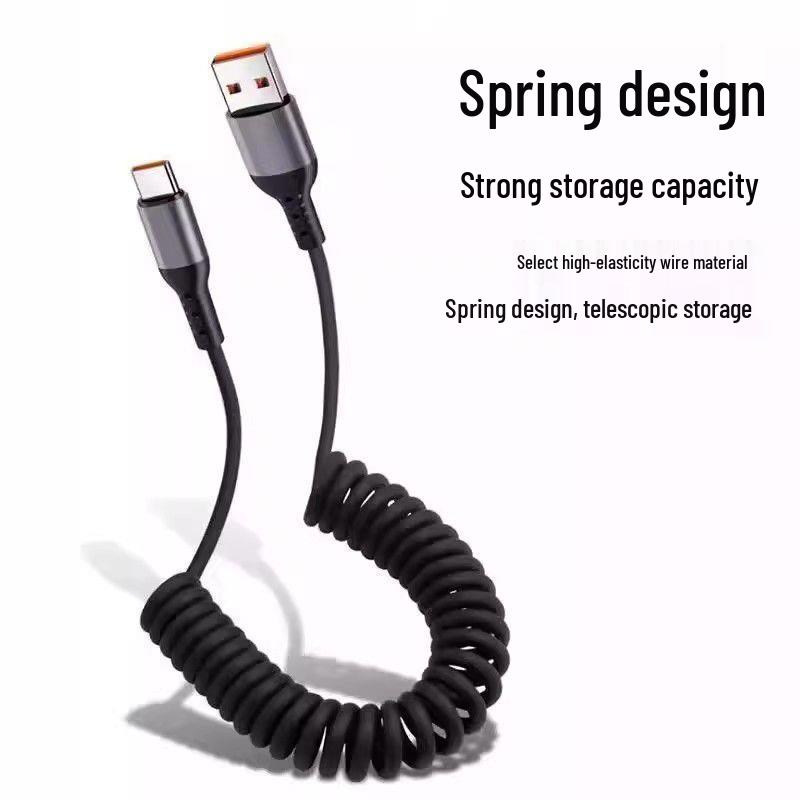 Huawei Honor Type-C Fast Charge Retractable Spring Cable for Car Interconnection