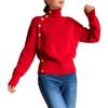 Women's Loose Comfortable Casual Fashion Knit Sweater With Buttons And High Neck