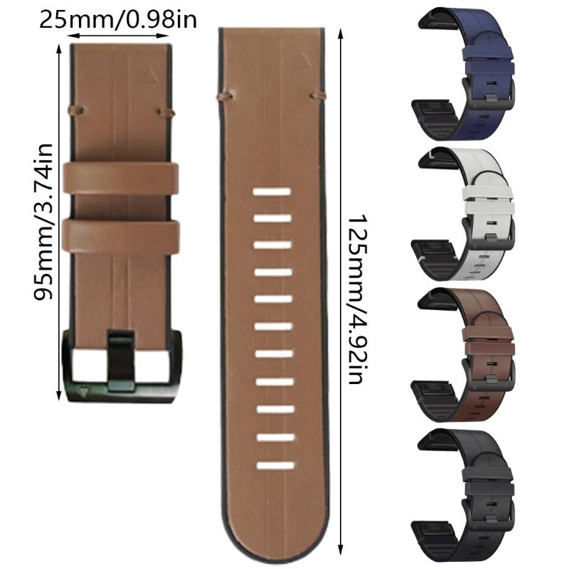Soft Silicone & Genuine Leather Replacement Band Stylish Watch Strap Color Watch Strap Comfortable for Smartwatches