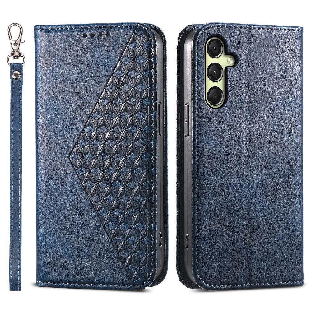 

For Samsung Galaxy A26 5G Case Calf Texture PU Leather Phone Cover with Wallet Blue