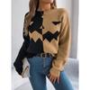 Autumn and Winter Women Halloween Pumpkin Contrast Color Knitted Long Sleeve Loose Sweater