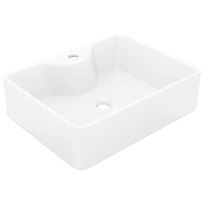 VidaXL Vasque Carré Trou Robinet Céramique Blanc Salle de Bain Toilette Lavabo 141936
