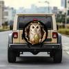 1pc Red Owl Hugging Egg-Shaped Pattern Car Tire Cover, Fashionable Spare Tire Protector, with Elasticity, Easy Installation, Snug Fit, Offering Multip