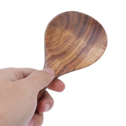 Non-stick Natural Wooden Rice Paddle, Shallow Round Head Rice Spoon, Kufooeyhnc98vm3