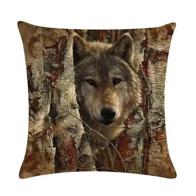 Animal Pattern Pillowcase Tiger Eagle Wolf Bear Pillowcase Home Decoration Bedroom Child Room Living Room Sofa Cushion Cover,(1)