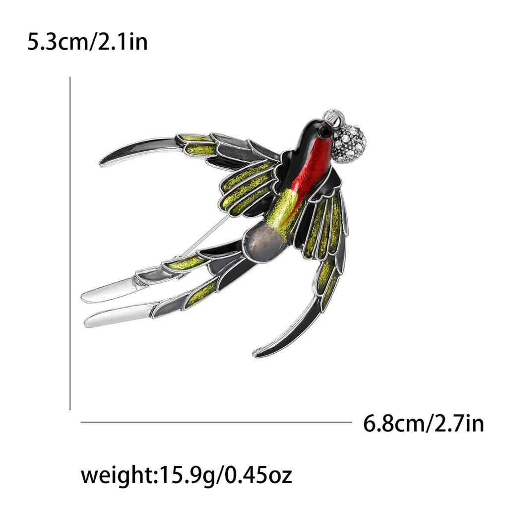 Enamel Bird Brooch for Women Unisex Rhinestone Swallow Pin Sparrow Badge Banquet Party Backpack Gifts Jewelry Accessories