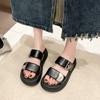 Fashion Ladies Shoes On Sale 2024 High Quality Open Toe Women's Slippers Summer Metal Decoration Solid Platform Casual Slippers Zapatos