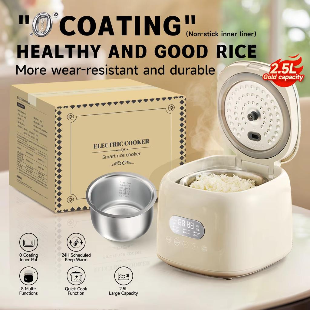 2.5L Smart 8-Intelligent Programme 400W Multicooker Low Sugar 24H Timer Electric Rice Cooker Food Warmer