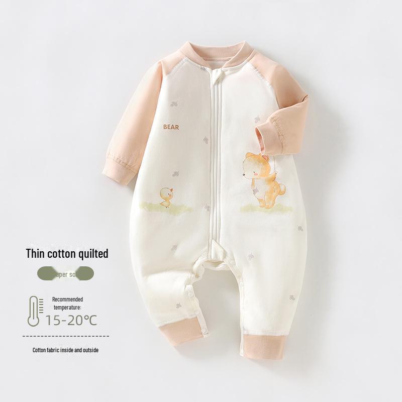 Autumn/Winter Baby Sleeping Bag: 40g Thin Cotton One-Piece Pajamas & Anti-Kick Quilt.