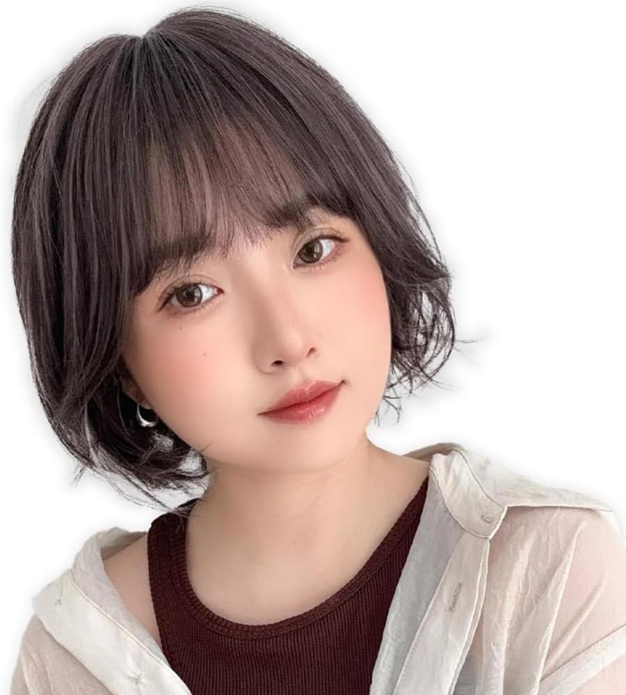 [BrightLala] Women s Short Bob Wig, Natural Full Wig, Permed, Wavy hf1918-FP