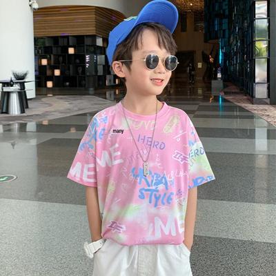 T-shirt décontracté tendance pour garçons, à manches courtes et imprimé lettres