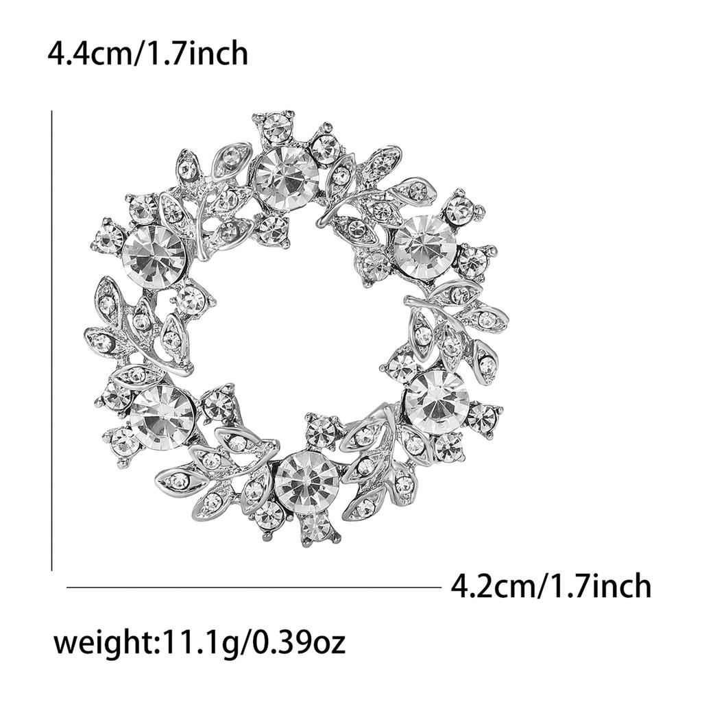 Japan And South Korea Simple And Elegant Alloy Rhinestone Wreath Brooch Versatile Commuter Women'S Suit Sweater Corsage Pin