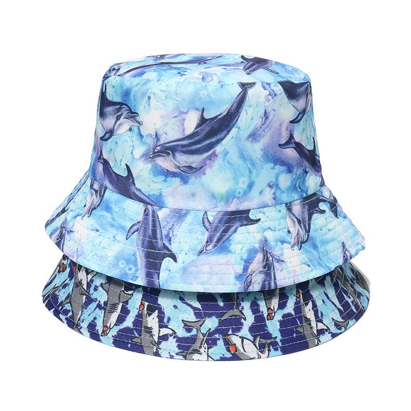Double-Sided Ocean Print Bucket Hat for Men/Women, Breathable Fisherman Cap for Beach, Travel & Outdoor Casual Hip Hop