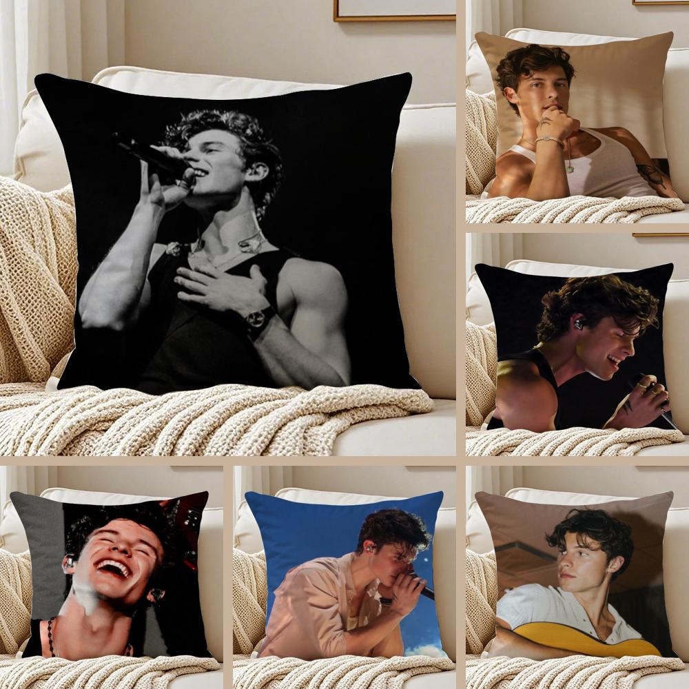 Sänger SShawn Mendes Kissenbezug Seidiger Kurzer Plüsch Beidseitig Bedruckter Kissenbezug für Sofa Alle Jahreszeiten Heimdekoration Geschenk