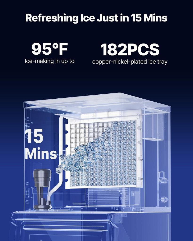 Commercial Ice Maker Machine - Head, 204 kg/Day Stainless Steel Ice Machine with Scheduled Ice-Making, Self-Cleaning, Adjustable Thickness, Ideal for