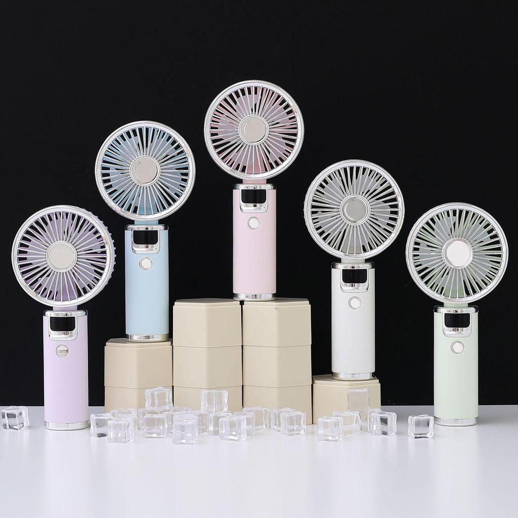 High-Speed Handheld USB Rechargeable Mini Fan with Digital Display