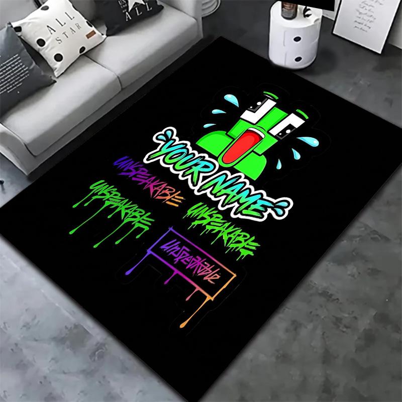 Green Pixel Forest Custom Name Carpet Rug For Living Room Bedroom Home Sofa Decoration Kids Play Nonslip Floor Mat