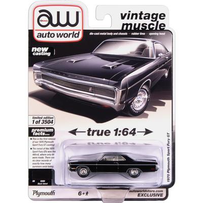 Auto World Scale AUTO WORLD STORE EXCLUSIVE 1970 PLYMOUTH SPORT FURY GT 1/64 - (BLACK VELVET)