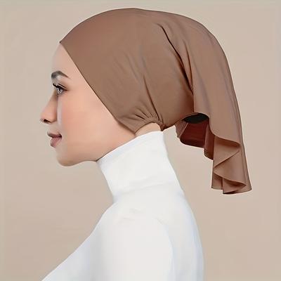 Einfarbige Innen-Hijab-Mütze Elastischer Turban Lässige Kopfwickel Ramadan Muslimische Mode Kopftuch Bandana Für Damen