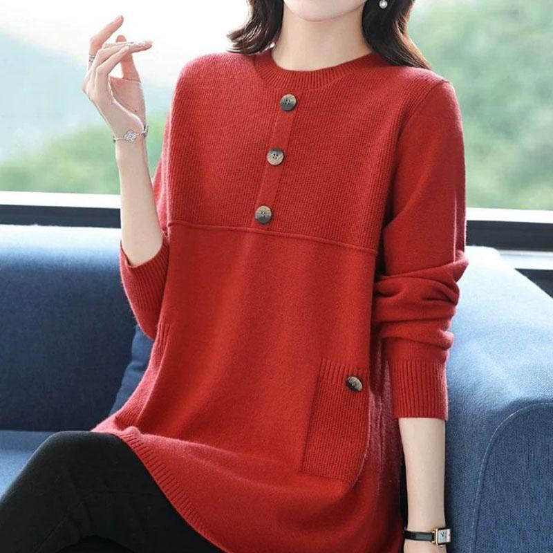 

Женский свитер Осень Зима Утепленный Теплый Вязаный Эластичный С Длинным Рукавом Оверсайз Топы XXXXL