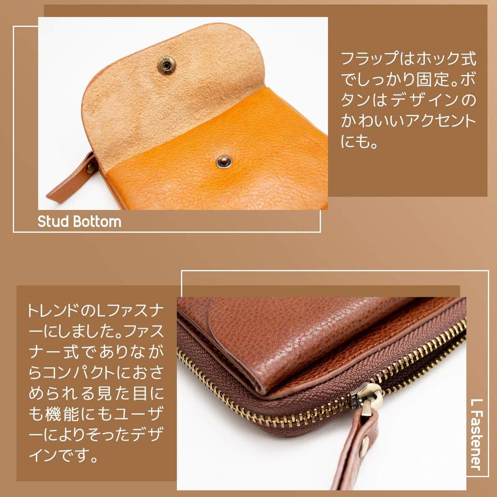 Laficaro Compact Mini Wallet with Key Genuine Cowhide Italian Thin and Coin Card Black Women's Ring, L-Shaped Zipper, Leather, Leather, Lightweight,