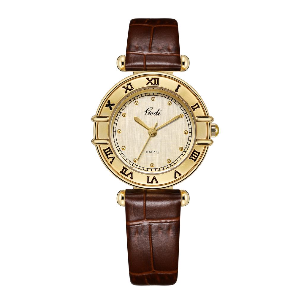 Mittelalterliche Damenuhr Nische Gürtel Leichter Luxus Kupferfarben Damenuhr Retro Römisch Exquisite Damenuhr