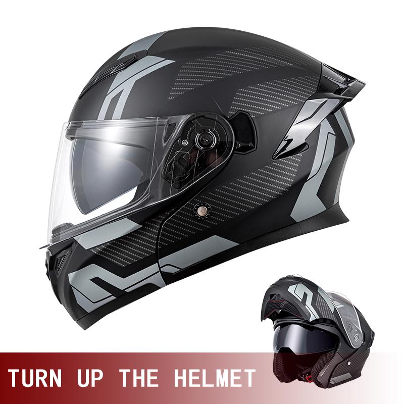 2025 Unisex Racing Motobiker Flip Up Helmets Modular Dual Lens Motorcycle Helmet Full Face Safe Helmet Men Adult Women