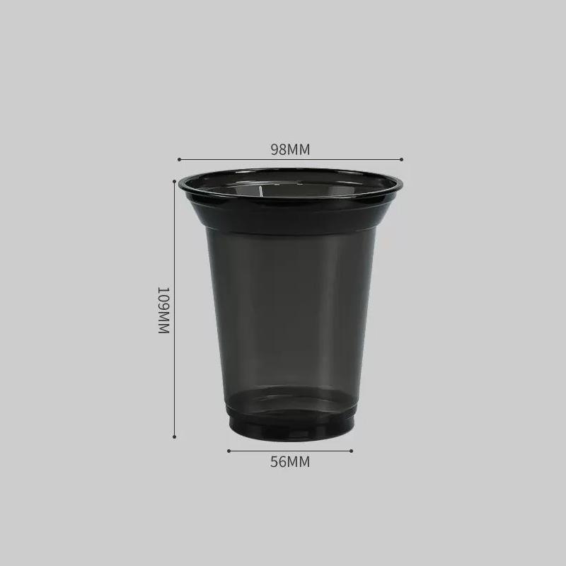 Hongpa Disposable Black PET Cold Drink Cups with Lids