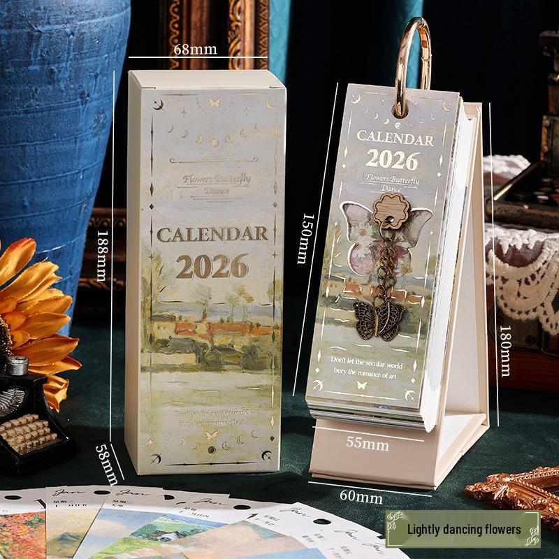

2026 Retro Oil Painting Gaokao Countdown Desk Calendar with Hot Stamping - Compact Edition