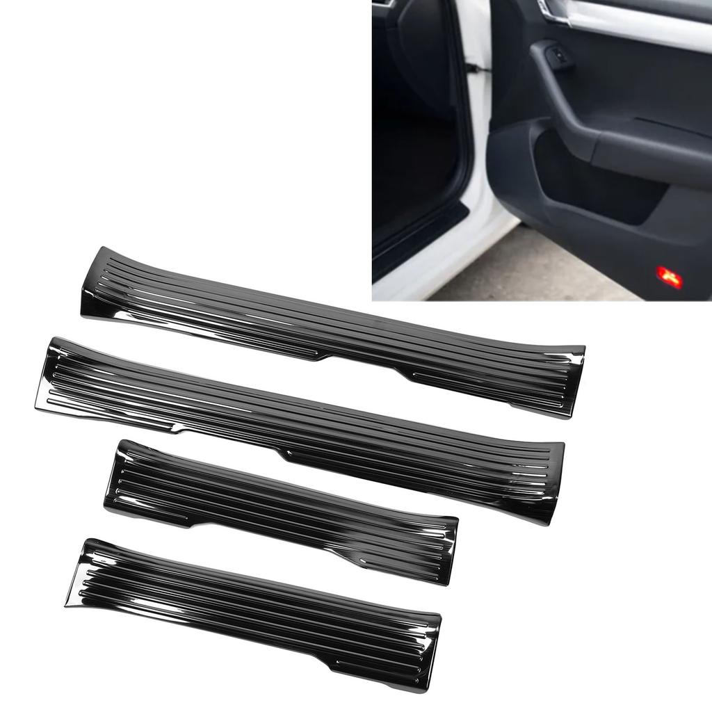 4PCS Door Sill Scuff Plate Guard Protector Trim Stainless Steel Polished Self Adhesive for 2024