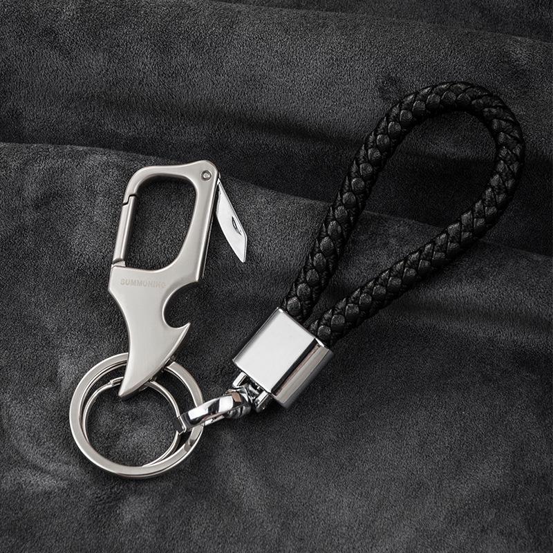 Men's Waist-Mounted Keychain with Box Cutter, Creative Key Ring, Anti-Lost Phone Number Tag Pendant