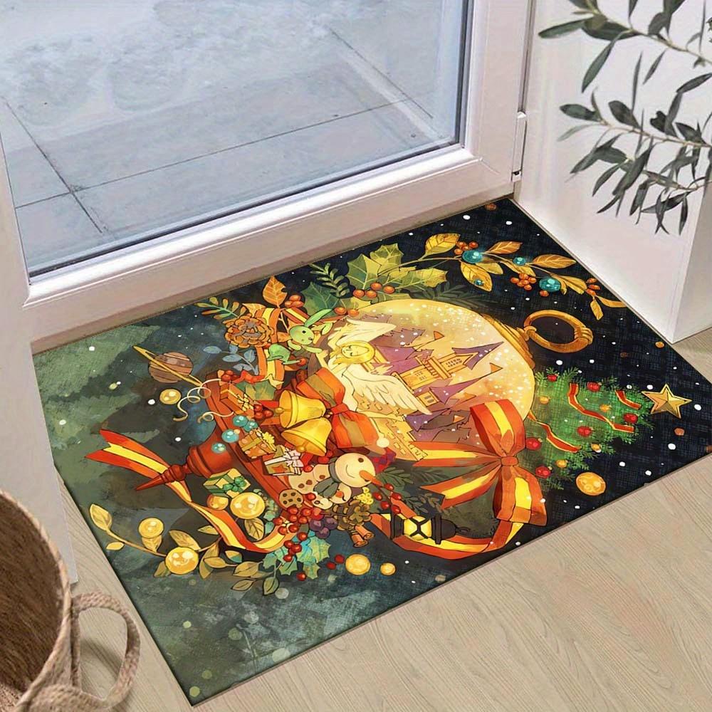 

1pc Christmas Themed Rug, Beautiful Christmas Light Balls Print, Bedside Carpet, Non slip Laundry Room Mat, Machine Washable Water Absorbing 60cm by 90cm