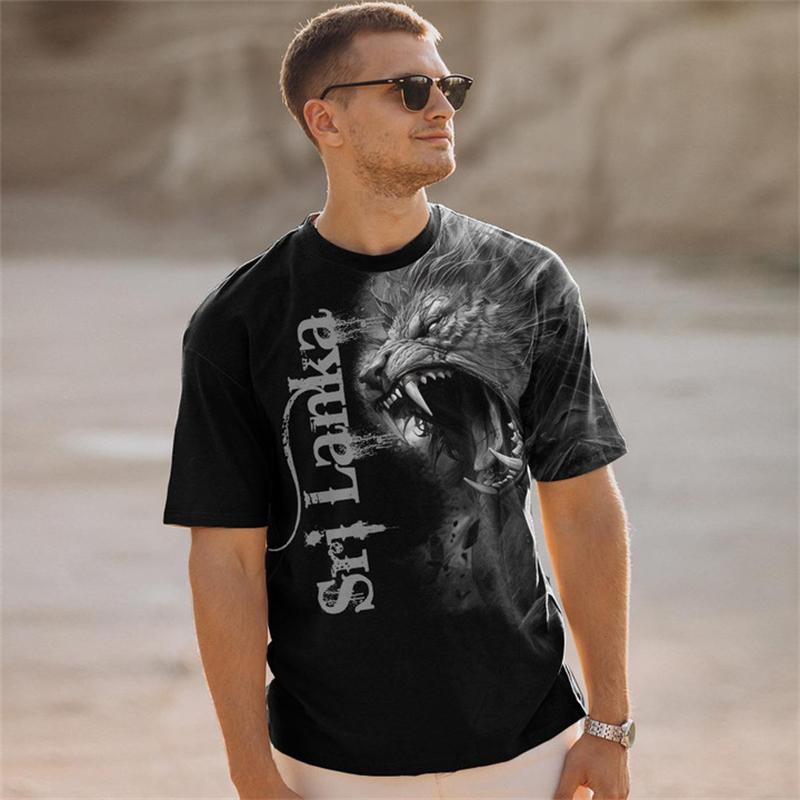 Camisetas de Manga Corta para Hombre y Mujer con Gráfico del Emblema de Sri Lanka, Camisetas Casuales de Exterior de Cuello Redondo Oversize, Tops