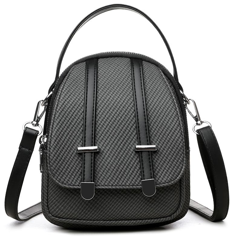 Women's PU Shoulder Bag Multi-compartment Double-use Handbag Soft Leather Crossbody Bag