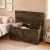 127L Home Storage Box, with Safety Hinges - Rustic Brown Wood-Effect