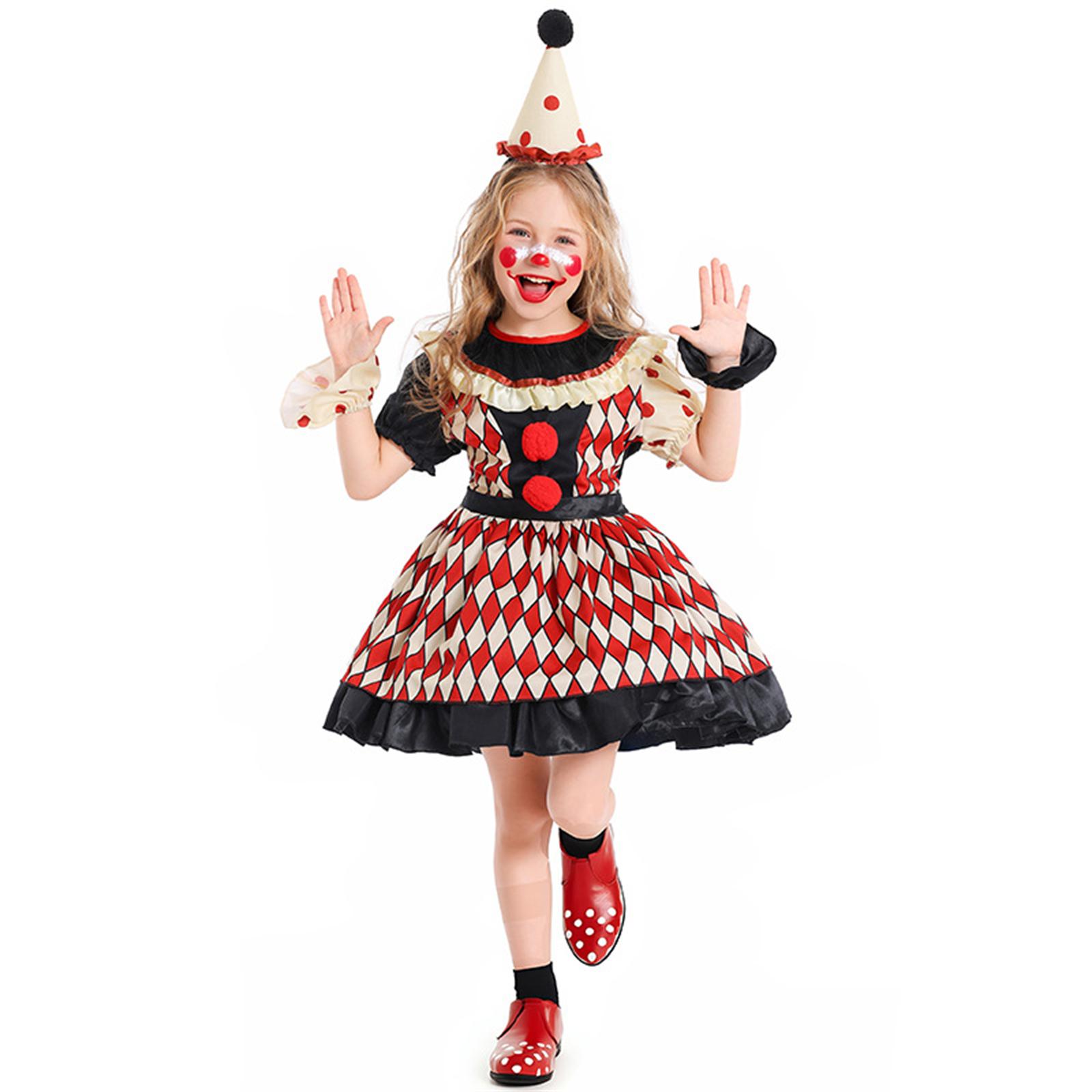 Children Clown Costume Circus Cosplay Dress Stage Performance Outfit for Kids Toddler Party Halloween Costume L красный