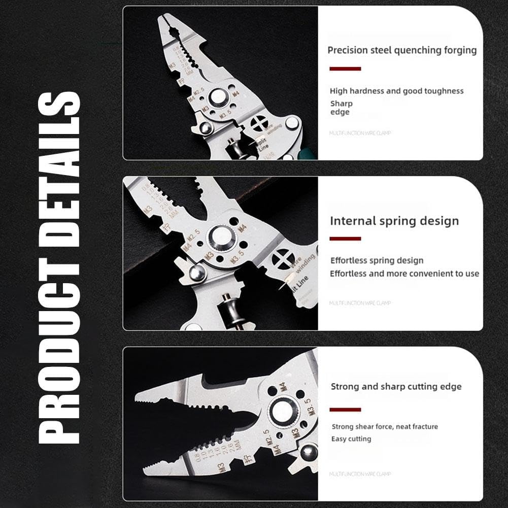 Foldable 18-in-1 Wire Stripping Pliers Crimping Tool - Multifunctional Electrician Pliers,  for Secure Connections and DIY Projects