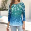 Women's Fashion Casual Christmas Tree Printed Round Neck Three-Quarter Sleeve T-Shirt Top