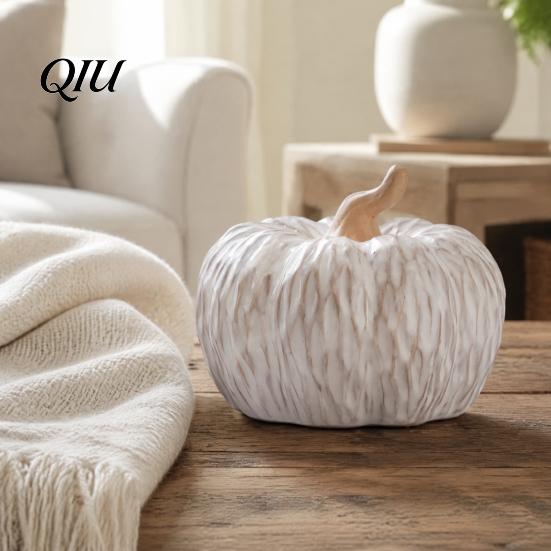 Autumn Harvest Table Centerpieces Ceramic Pumpkin Fall Centerpiece, Realistic Fake Figurine Decorative Pumpkins for Shelves Halloween Thanksgiving,
