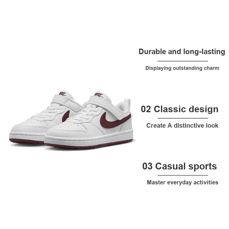 Nike Court Borough Low Recraft PS Białe Burgundowe Dziecięce Sneakersy DV5457-112