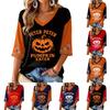 Women's V Neck Casual Three-Quarter Sleeve Halloween Print Blouse