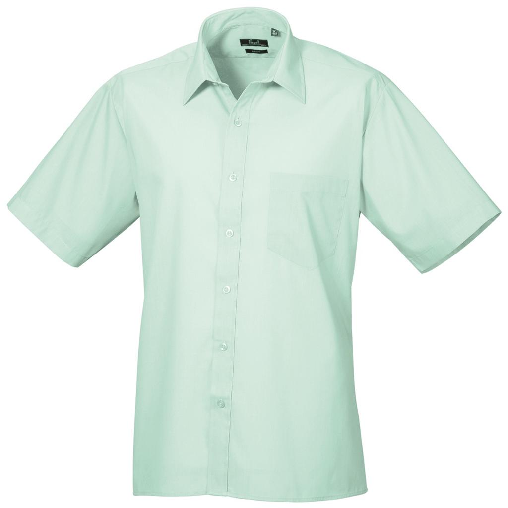 Premier Mens Short Sleeve Formal Poplin Plain Work Shirt