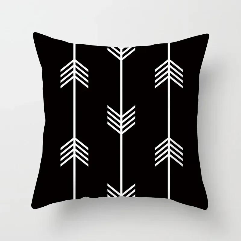 45*45cm Black and White Cushion Cover Waist Pillowcase Nordic Geometric Throw Pillow Sofa Bedroom Pillowslip Car Home Decor