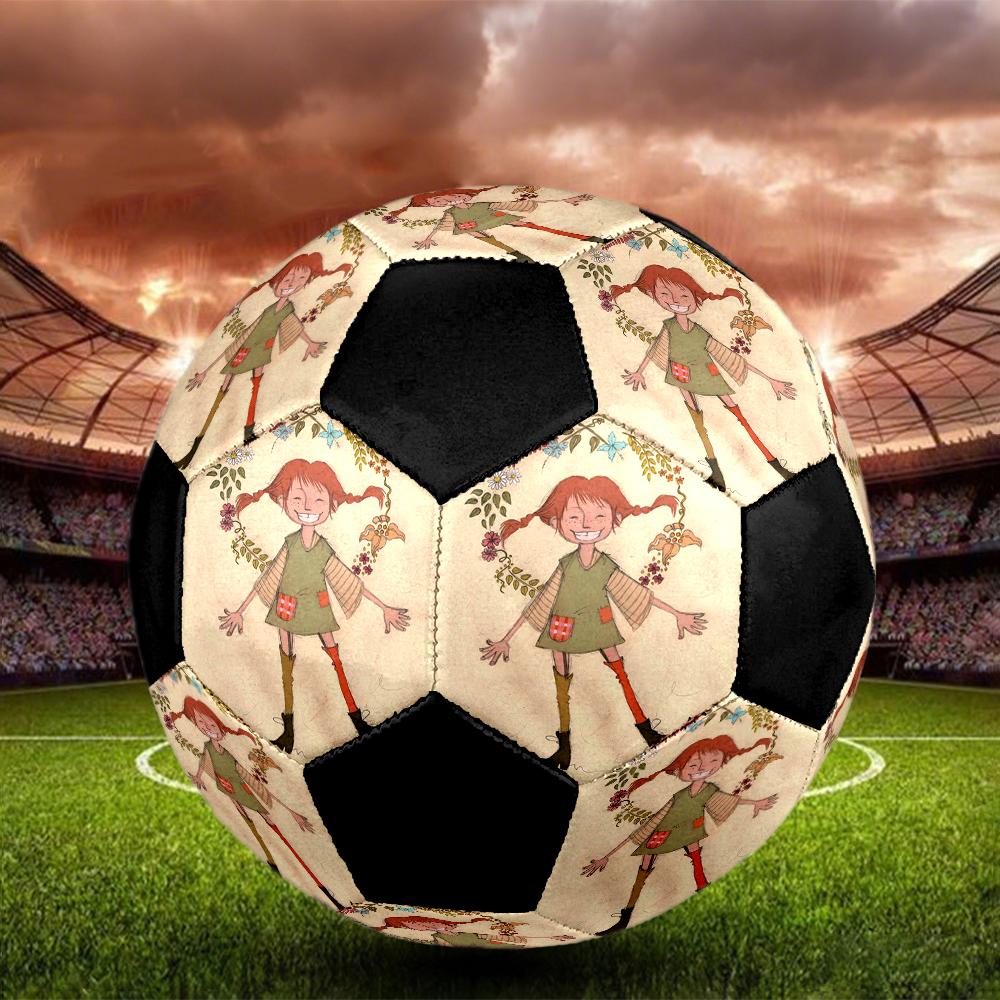 Pippi Longstocking Indoor Soccer Ball Colorful Machine Stitched PVC Size 5 Team Training Competition Ready Durable High-Bounce Cool Sports Gift