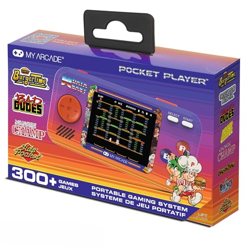 My Arcade Data East Pocket Player: Portable Game System with 308 Preloaded Retro Games, 2.75-inch Color Screen, and Speakers (DGUNL-4127), Purple