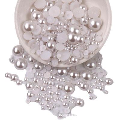 Pure White/Off-White Flat Bottom Half-Round ABS Imitation Pearl (3-16mm) for DIY Phone and Hair Accessories