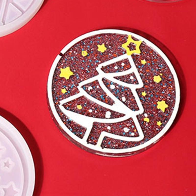 Multifunction Coaster Resin Mold Novelty-Snowflake Cup Mat Silicone Mold Xmas-Tree Coaster Epoxy Resin Mould Table-Decor
